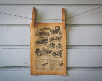 1913 Vintage Motor Vehicles Lithograph Illustration
