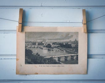 1890 Vintage Paris Lithograph Illustration