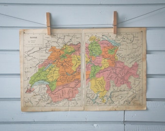 1936 Vintage Map of Switzerland