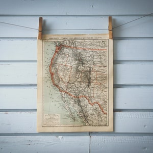Carte vintage de l'ouest des États-Unis de 1887