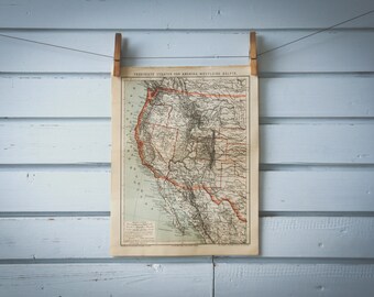 1887 Vintage West USA Map