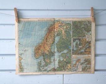 1930s Vintage Scandinavia Map