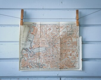 1909 Vintage Marseille Map