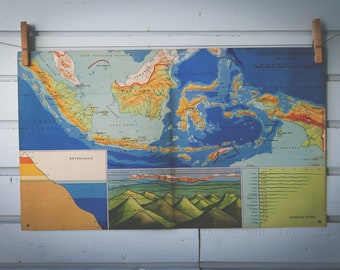 1954 Vintage Indonesia Map