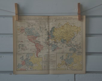 1894 Vintage World Map