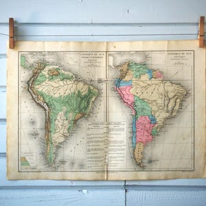 Carte vintage de l'Amérique du Sud 1880