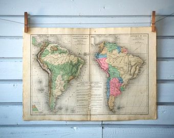 1880 Vintage South America Map