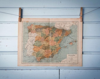 1937 Vintage Map of Spain
