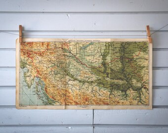 1920s Vintage Northwest Yugoslavia Map
