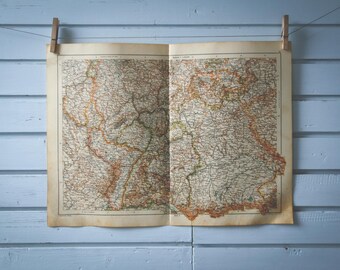 1904 Vintage South Germany Map