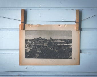 1894 Vintage Bucharest Lithograph Illustration