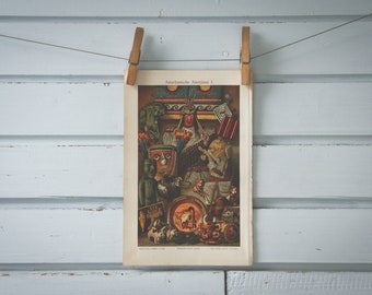 1907 Vintage Native American Art Chromolithograph Illustration