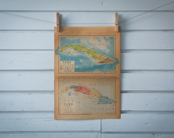 1946 Vintage Map of Cuba
