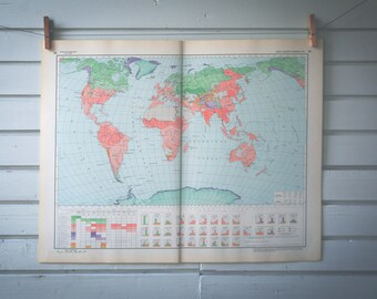 1964 Vintage World River Regimes Map