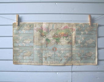 1930s Vintage World Map of Vegetation & Ocean Currents