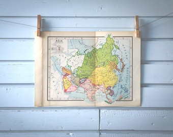 1946 Vintage Map of Asia