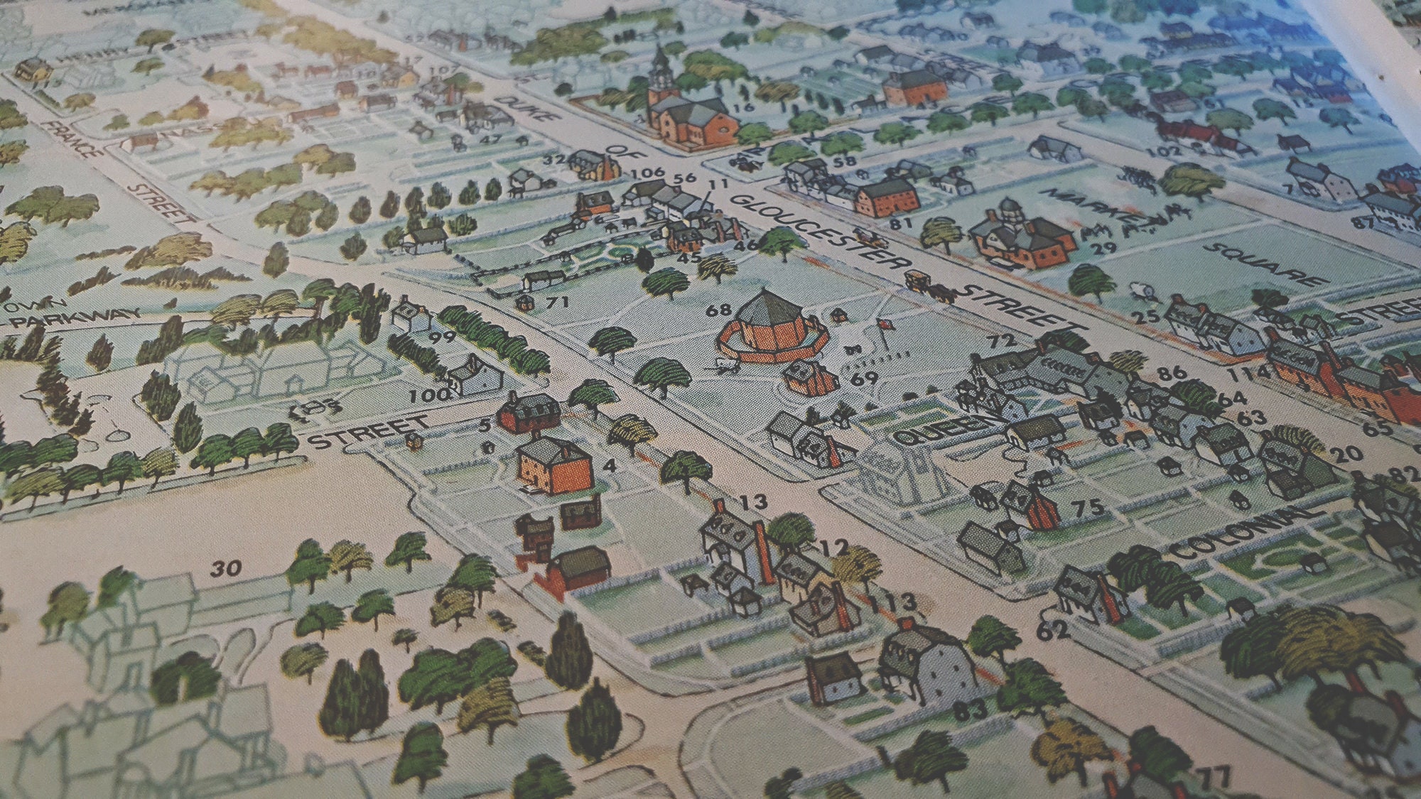 1968 Vintage Colonial Williamsburg Map