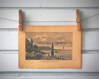 1894 Vintage Bosporus Lithograph Illustration