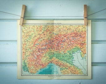 1959 Vintage Map of the Alps