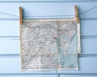 1909 Vintage South Mid-Atlantic Map