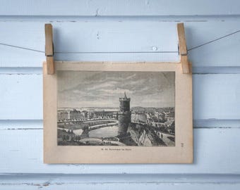 1890 Vintage Nijmegen Lithograph Illustration