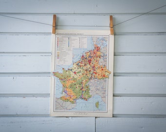 1967 Vintage Map of France