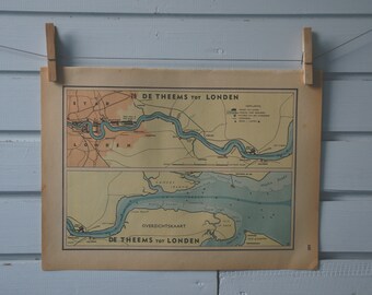 1941 Vintage Map of London Thames