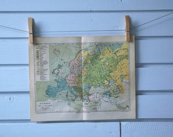 1890 Vintage Ethnographic Map of Europe