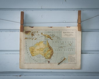 1916 Vintage Map of Australia