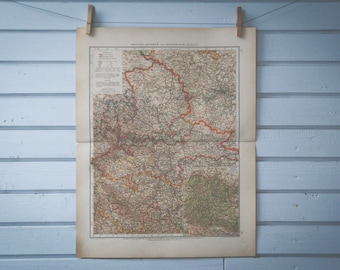 1906 Vintage Central Germany Map