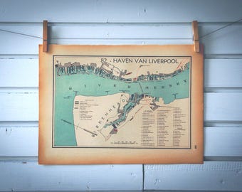1941 Vintage Map of Liverpool Harbour