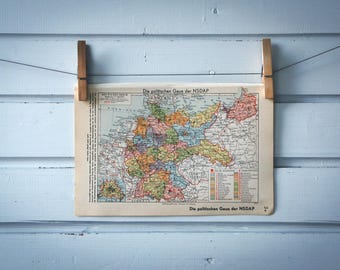 1936 Vintage Germany Political Regions Map