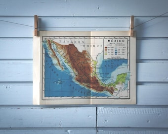 1946 Vintage Map of Mexico