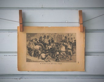 1894 Vintage Naples Santa Lucia Lithograph Illustration