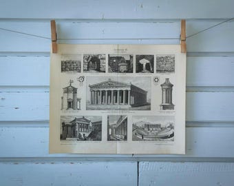 1907 Vintage Ancient Greek Architecture Lithograph Illustration