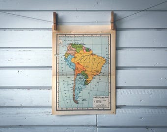 1946 Vintage South America Map