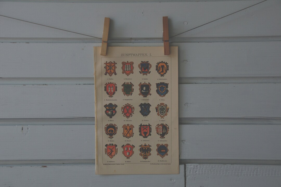 1894 Vintage Guild Signs Chromolithograph Illustration - Etsy