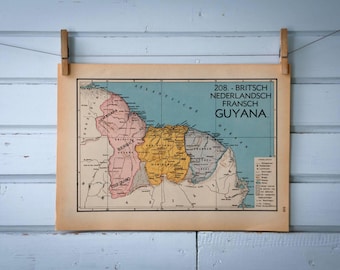 1941 Vintage Map of the Guianas