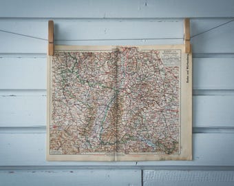 1936 Vintage Baden-Württemberg Map