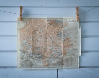 1909 Vintage Map of Athens