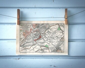 1907 Vintage Port of Hamburg Map