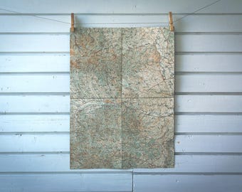 1930s Vintage South Serbia Map