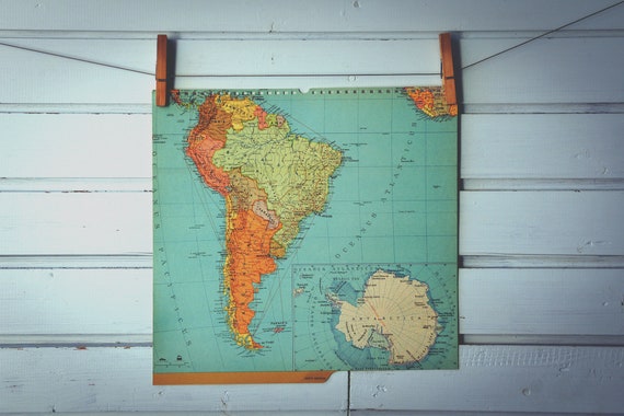 1964 Vintage South America Map
