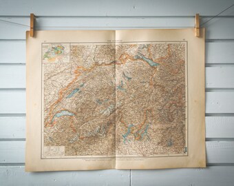 1901 Vintage Map of Switzerland