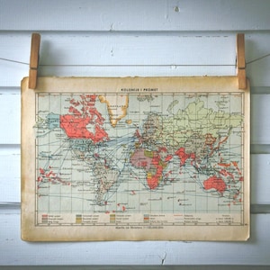 Carte du monde vintage 1943
