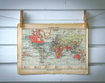 1943 Vintage World Map
