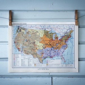 Carte des Etats-Unis vintage 1967