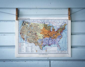 1967 Vintage USA Map