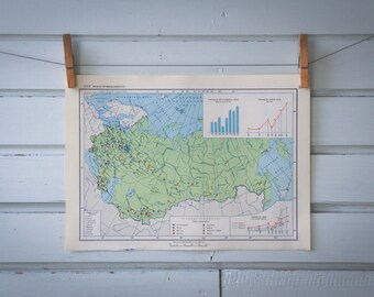 1967 Vintage USSR Light Industry Map