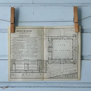 Vintage plattegrond van het Louvre uit 1909